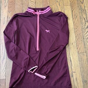 Victoria's Secret PINK Maroon Crew with Black Logo Trim